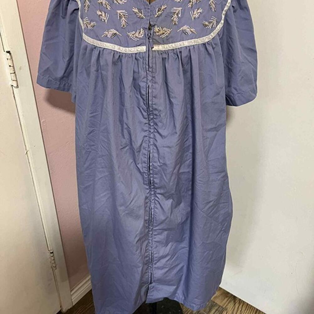 Vintage Lavender Go Softly Patio Dress with Beaded Embroidery - Size Large